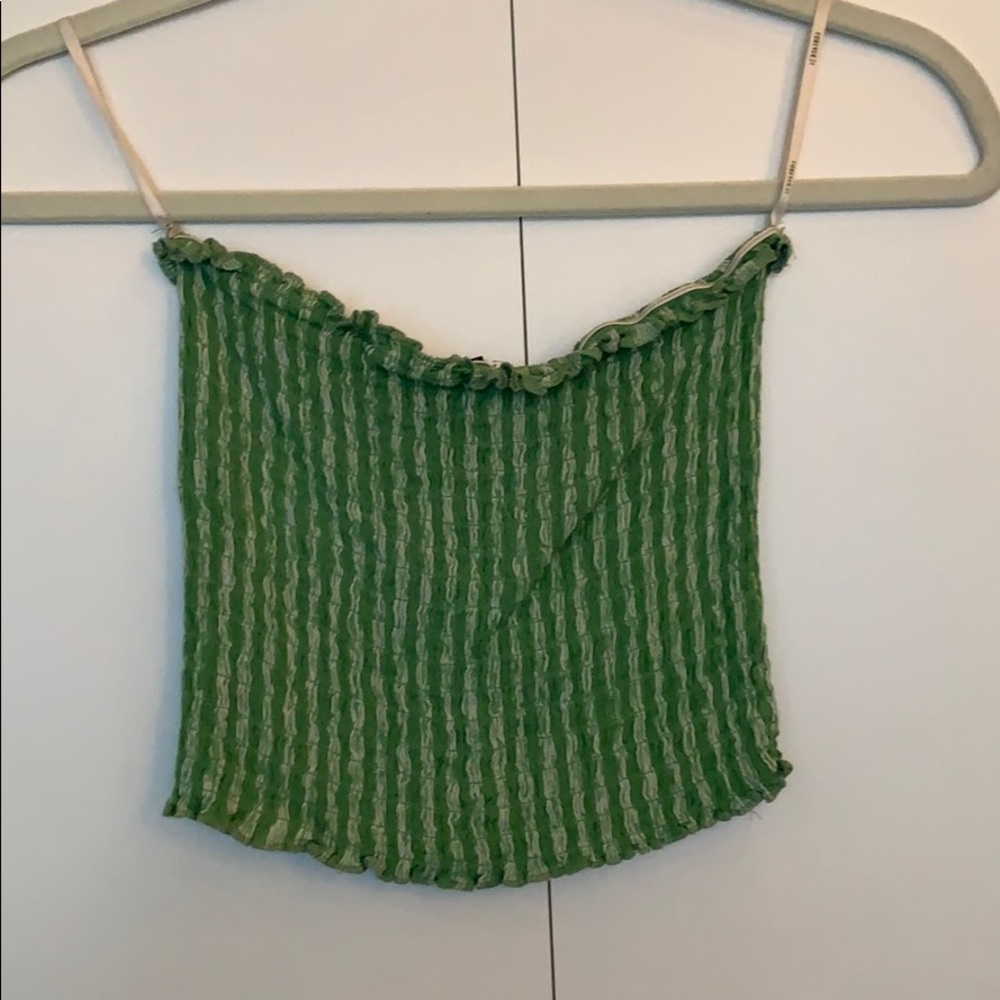 Green Striped Crochet Tube Top